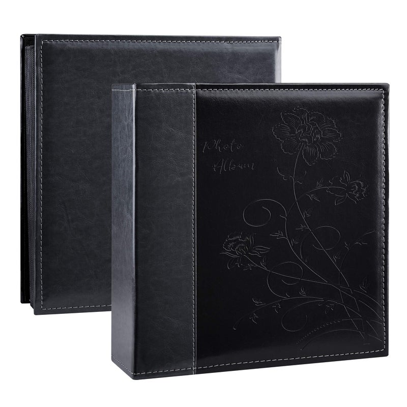 Artmag Photo Picutre Album 4x6 400 Photos, Extra Large Capacity Leather Cover Wedding Family Photo Albums Holds 400 Vertical 4x6 Photos with Black Pages(Black) - Image 1
